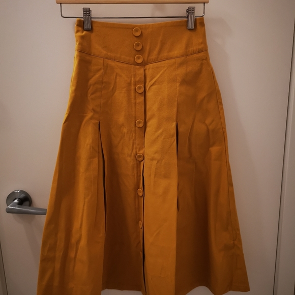 NWOT Yellow High-rise/waist Midi Skirt - Picture 8 of 8